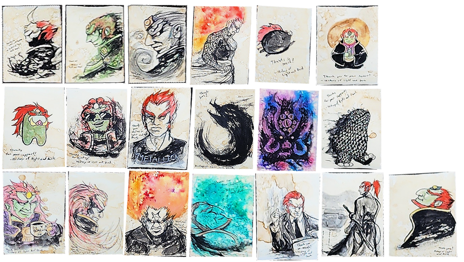 Ganondorf ink drawings 1